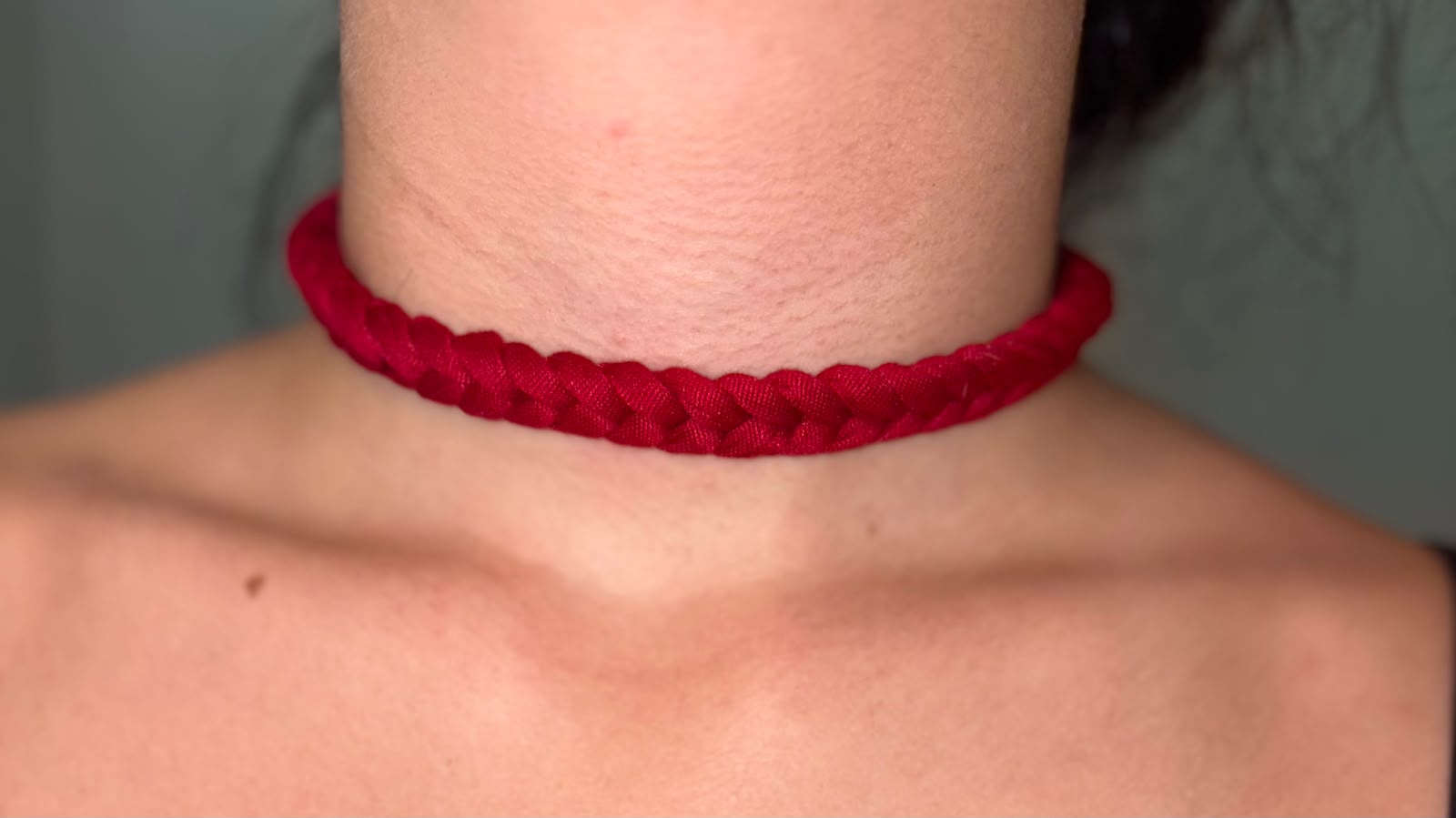 Collana crochet rossa - girocollo intrecciato a mano